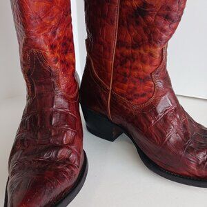 Womens Cowboy Boots Leather embossed Croc, 7.5 Wide